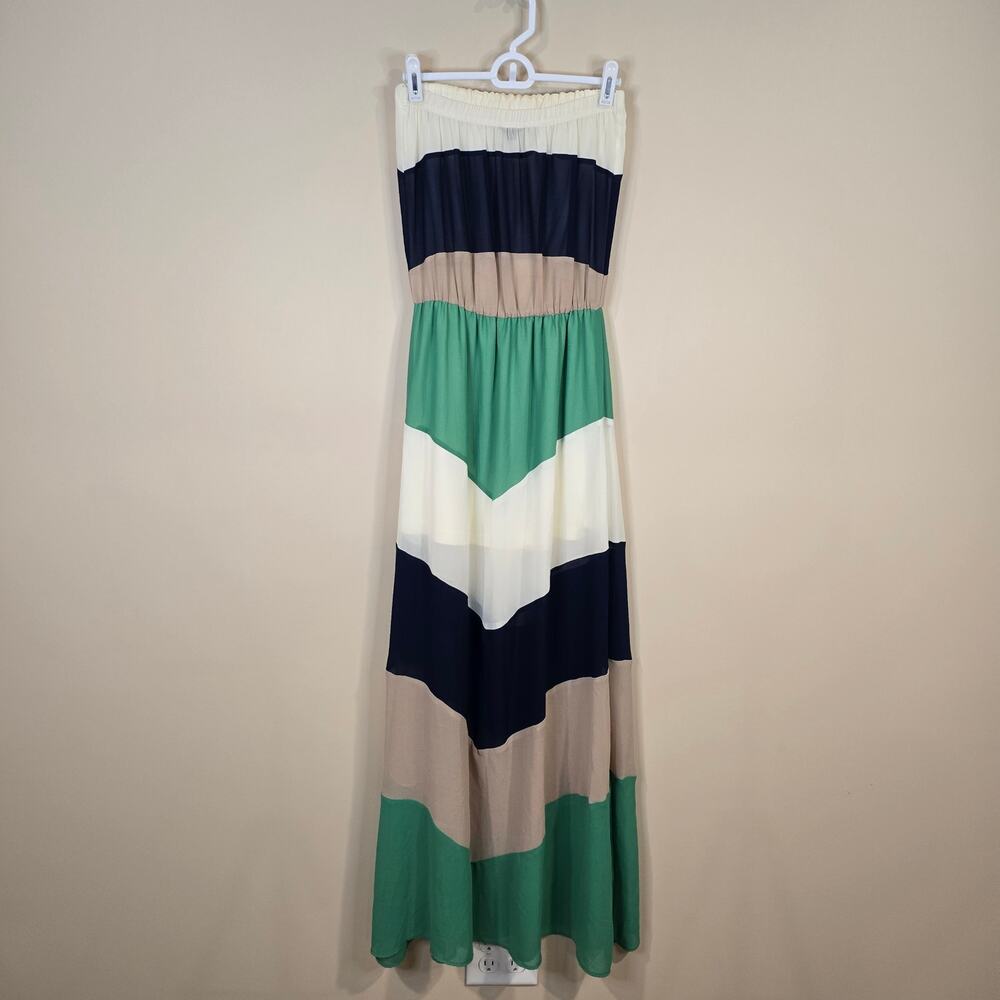 Women's Miss MVenue Strapless Striped Maxi Dress | Size Small - Picture 3 of 10